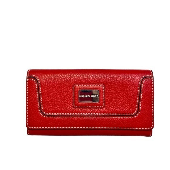 Michael Kors Red Leather Wallet clutch organizer - Picture 1 of 7